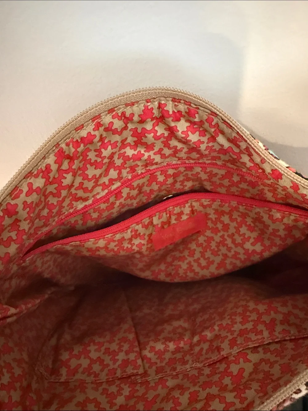 Vera Bradley Tan, Red and Turquoise Quilted Floral Crossbody